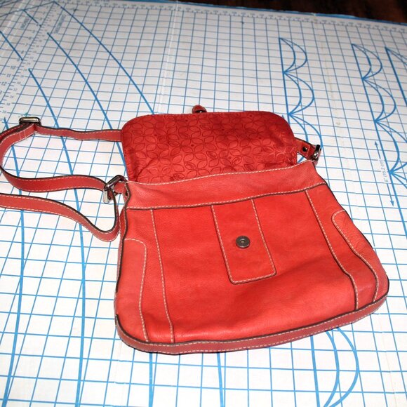 Fossil Pebbled Leather Shoulder Crossbody Messenger Bag, Salmon Pink, Very Nice! - Picture 5 of 7